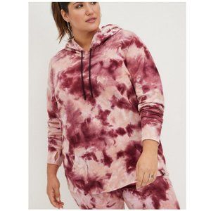 Torrid Active Hoodie Sweatshirt Womens 2 (18/20) Everday Fleece Burgundy Tie Dye
